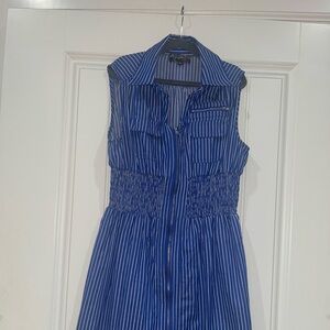 Blue Striped Sleeveless Dress